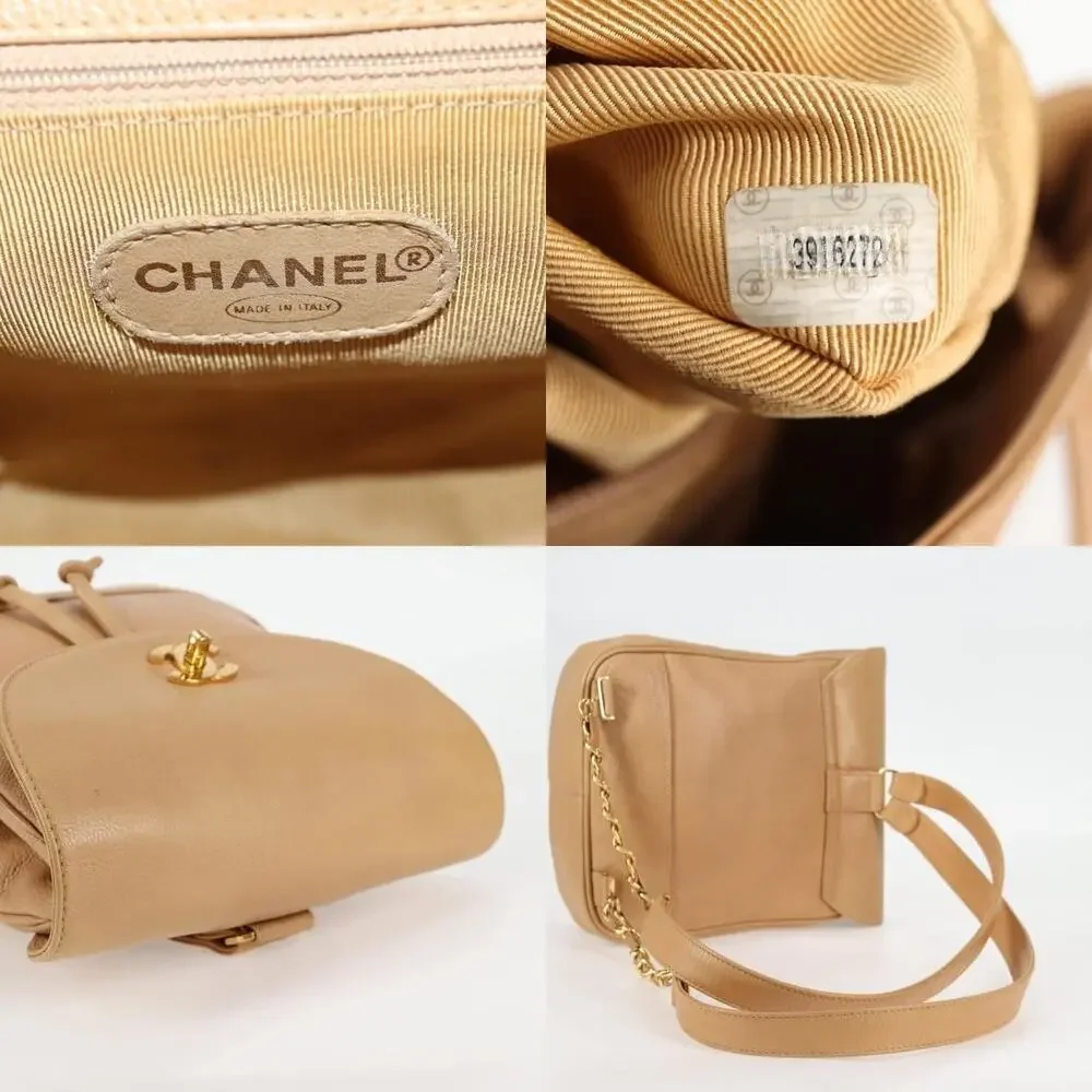 Chanel Calfskin Backpack Beige